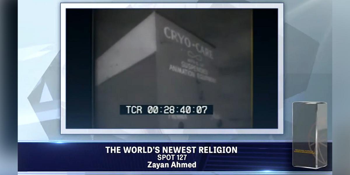 Screen shot of one frame from Zayan's 2022 work entitled THE WORLD'S NEWEST RELIGION.